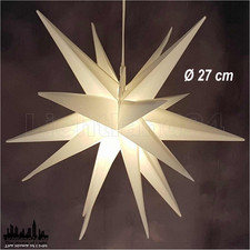 3D Leuchtstern weiß (innen/außen IP44) Ø 27 cm Timer 6/18 Std. Batteriebetr.