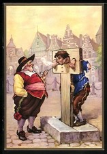 Ansichtskarte Verurteilter am Pranger raucht eine Pfeife mit Troost Tabak 