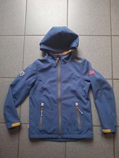 Softshelljacke mit Kapuze von  Trollkids blau gelb Fleece 140