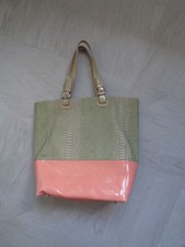 Damentasche/Shopper apricot Kunstlackleder helloliv Krokooptik groß