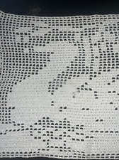 Filethäkeln * Häkelbild Gardine Tischläufer * Handarbeit Vintage ~33x49 cm ?