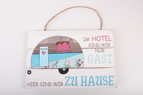 Schild holz camping zuhause - holz,