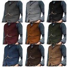 Herren Tweed Weste Herringbone