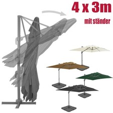 4 x 3m Sonnenschirm mit Schirmständer Ampelschirm Gartenschirm Marktschirm Sand
