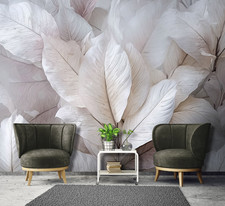 Fototapete Blätter Weiß Effekt 3D Wohnzimmer VLIES TAPETE XXL + KLEISTER 358