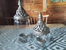 Dekoration Windlicht Gläser mit altsilber Schmuckelemente vintag 22cm, 30 cm