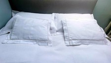 2 kleine weiße 100 % Leinen Krippe Kissenbezüge Leiterstich Borte - passt 14" x 10"