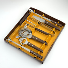 Vintage Bar-Set | Edelstahl & Teakholz | 6-teilig | Cocktail Zubehör | OVP