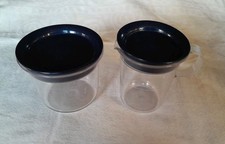 2x Tupperwarebehälter Milch-Gießer Kännchen klar - Sahne/Zuckerdose Deckel Blau
