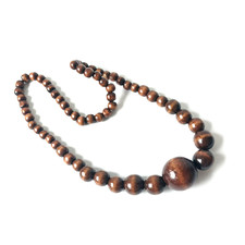 Statement Kette Halzkette Boho Stil Holzkugeln Natur