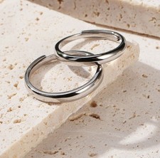 Trauringe echt 925 Silber Eheringe Verlobungsringe Partnerringe Verstellbar R99