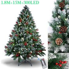 1.8m Christbaum Künstlicher Weihnachtsbaum PVC Tannenbaum mit LED Schnee Effekt
