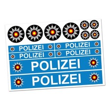 6er Set Polizei Blau Aufkleber