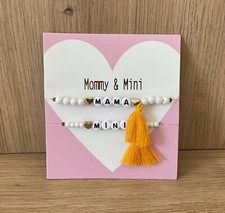 Armband Schmuck Set Mutter & Kind Perlenbänder MAMA & MINI Geschenk Orange