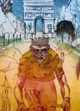Hans Borchert Signierte Orig. Radierung - Sport - Tour de France - Jan Ullrich