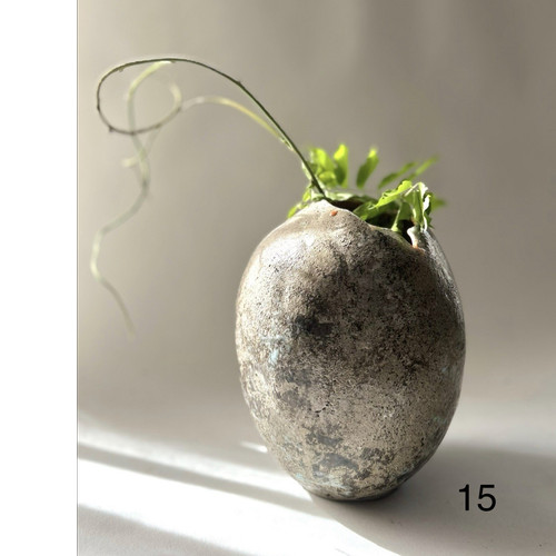Keramik vase grau organische - grau,