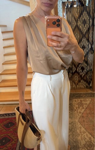 Edle satinbluse taupe beige - edle,
