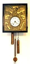  Spät Biedermeier Rahmenuhr geprägtes Messingblech Adler Putti Wanduhr Uhr (81)