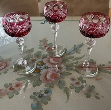 3 WMF Römer Bleikristall Weingläser Überfang Weinrömer Rot Vintage