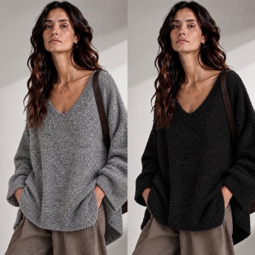 Damen pullover boucle look - pullover,