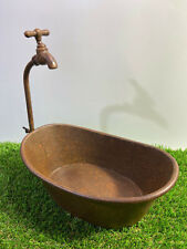 Wanne braun Blumentopf Kräutergarten Pflanzgefäß Shabby Metallwanne Vintage Gr.M