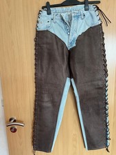 Damen Jeanshose mit Leder-Besatz , Motorrad Jeans ,Gr. 38/40
