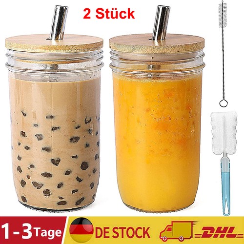 2pcs glasbecher mit deckel und - glasbecher,