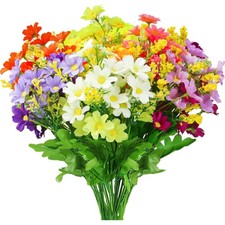 6 Bündel Künstliche Blumen für Balkon und Garten – Farbige, UV-beständige Deko