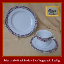 Friesland,Black Birds,1 Kaffeegedeck 3  tlg. Teller,Tasse,Untertasse,top Zustand