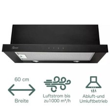 Dunstabzugshaube 60cm Schwarz Motor 1000m³/h Gurari GCH 117 Prime Touch Control 