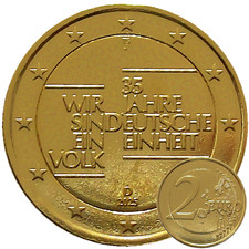 2 Euro Deutschland 2025 deutsche Einheit 24 Karat vergoldet Münze Kapsel