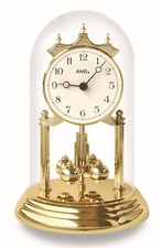 AMS 1201 Jahresuhr Tischuhr Quarz Drehpendelwerk Messing Mineralglas klassisch