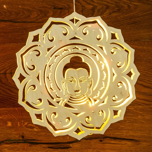 Lichtobjekt buddha aus holz - buddha,