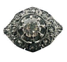 Art deco ring - 750, graugold