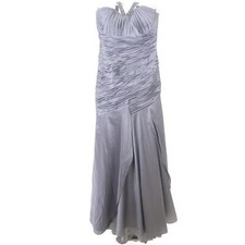 UNIQUE Kleid Abendkleid + Stola Dress Festlich Silber Grau Gr. M 38