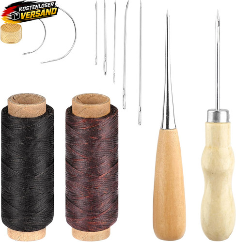 Ledernadel set mit gewachstem - ledernadel,