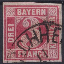 =Bayern Mi.Nr.9 a PF V gest. (HKS Forchheim) geprüft Sem BPP - 50 M€=