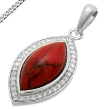 Pendant oval with coral cubic