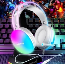 Gaming Headset USB  with Mic for PC, RGB Rainbow Backlit Headset LED beleuchtung