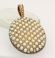 ♦ UNIKAT Anhänger Medaillon in 18 kt 750 er Gelb Gold mit Perlen Diamanten Perle