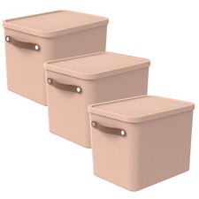 ROTHO 3er- Set Aufbewahrungsbox 27L Maloja mit Deckel Stapelbox 40 x 29 x 29,5cm