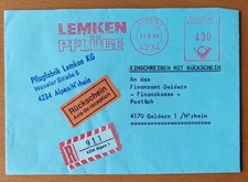 Firmenbrief  mit Freistempel vom 13.08.85, 4,30 DM PLZ 4234 , Pflugfabrik Lemken
