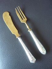 Buttermesser + Gabel Silber 800 Jugendstil / Rokoko Messer  Nachspeisengabel