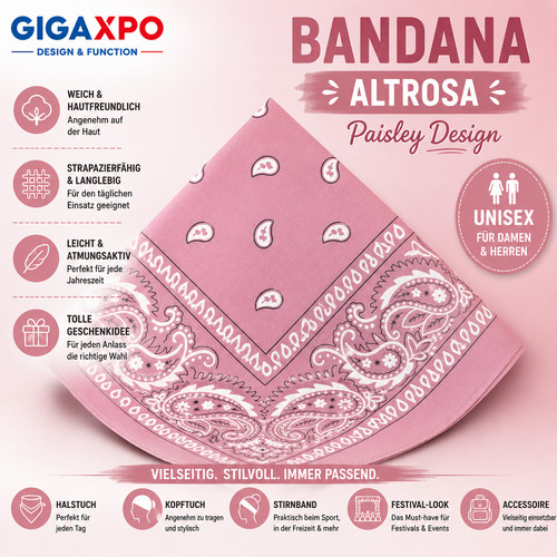 Bandana rosa paisley halstuch - bandana,