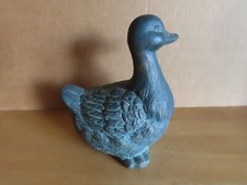 Figur Ente grün goldfarben gestreckt aufrecht Keramik ca. 17 cm hoch