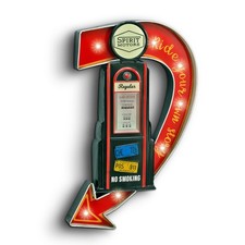 Blechschild Gas Station This Way LED Beleuchtet  geprägt USA Tankstelle 56x33...