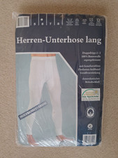 Herren Unterhose lang Gr. 6 weiß, Doppelripp, Baumwolle, mit Eingriff, Gesäßvers
