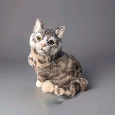 Echthaar/ Fell Katze, Glasaugen, ca 20 cm hoch, Handarbeit, Details Top 