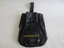 80-90er BORELLA Germany Handtasche Beutel Echt Leder Rucksack schwarz /21