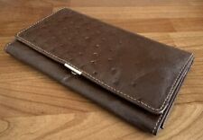 Straußenleder Portemonnaie Geld Börse Leather Echt Leder Dunkelbraun